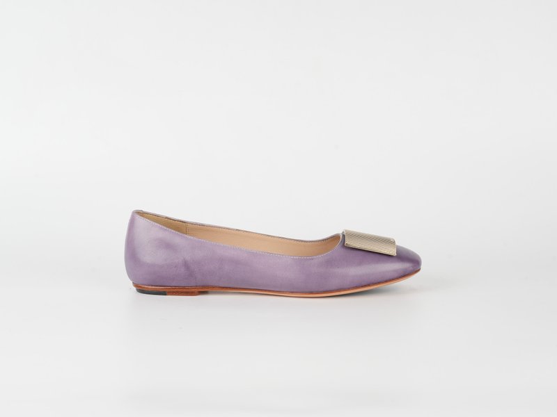 金屬飾扣平底鞋 - 丁香紫 38 - 娃娃鞋/平底鞋 - 真皮 紫色