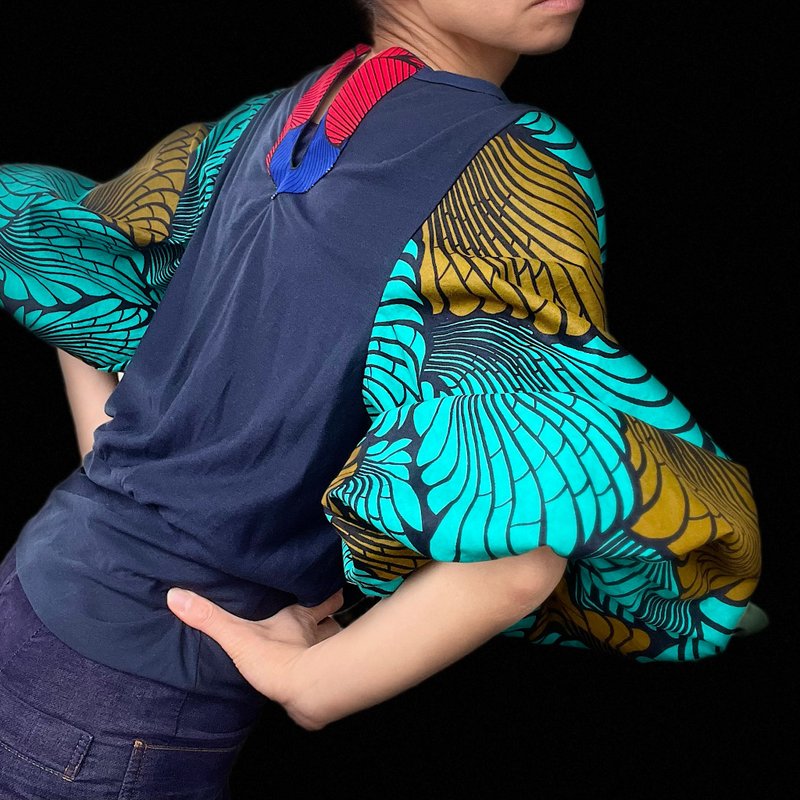 一点モノ! アフリカンプリント  ハンサムで華やかなカジュアルシャツ - 女襯衫 - 棉.麻 綠色