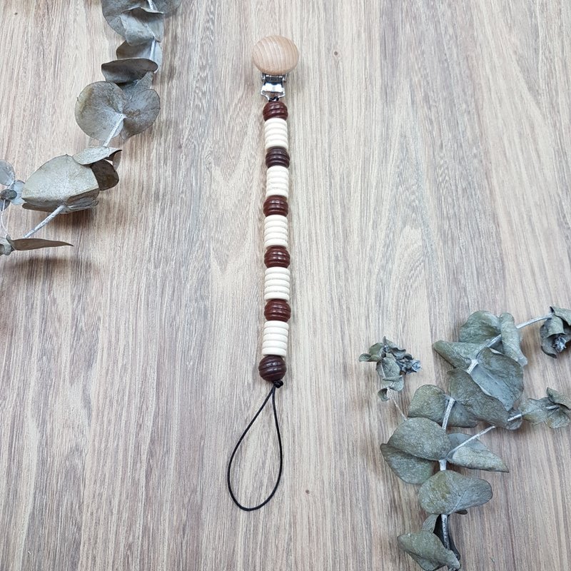 寶寶 嬰兒 安撫 木頭 奶嘴夾 奶嘴鍊-原木夾-紋紋 - 奶瓶/奶嘴 - 木頭 咖啡色