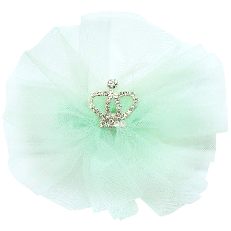 Cutie Bella Crown Chiffon Flower Hair Clips All Inclusive Handmade Hair Accessories Lace Crown Bow-Mint