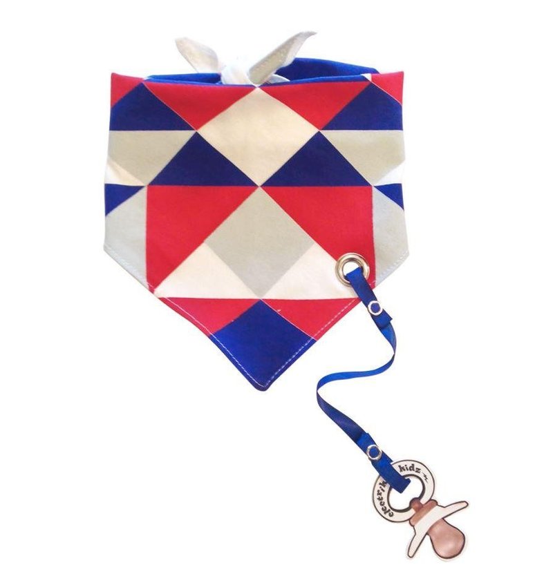 Color Block Collage Printed Bib Tie Scarf (with pacifier chain)