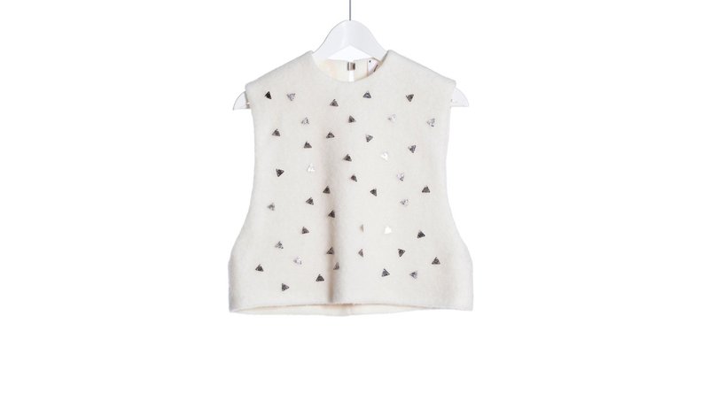 Out of print out clear 16 autumn and winter AW pure white wool 澎澎 back hook vest