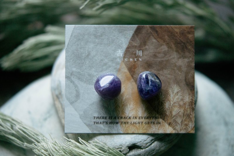 CRACK | 礦物系耳環 |  EARRINGS - 耳環/耳夾/耳骨夾 - 玉石 紫色