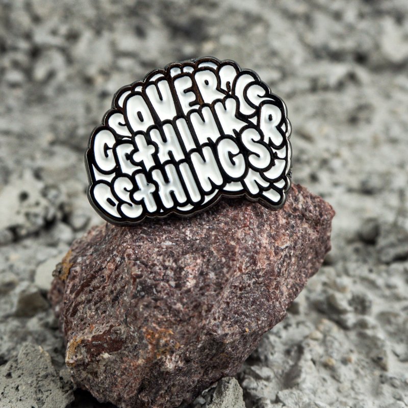Over Think Things Enamel Pin - 胸針 - 其他金屬 白色