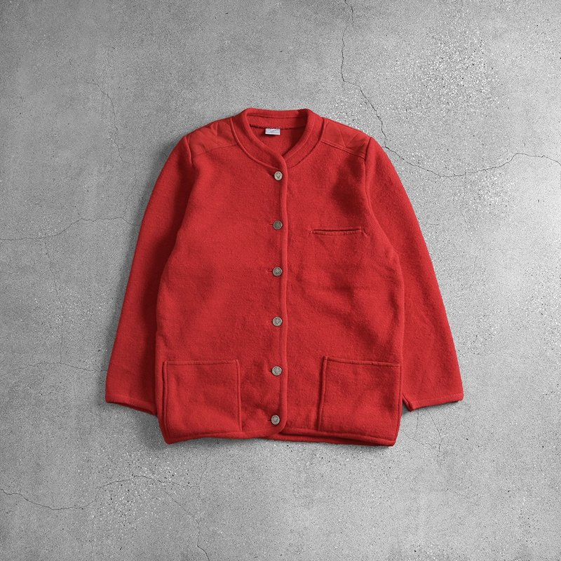 蒂羅爾羊毛外套 / Wool Jacket、古著開襟毛衣、古著開襟外套 - 女毛衣/針織衫 - 羊毛 紅色