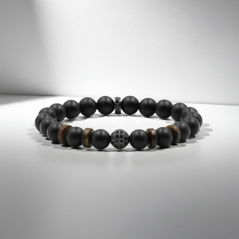 星球Sphere | 旋木行星 x 黑瑪瑙手鍊 天然礦石 鋯石【夢想守護】 - 手鍊/手環 - 水晶 黑色