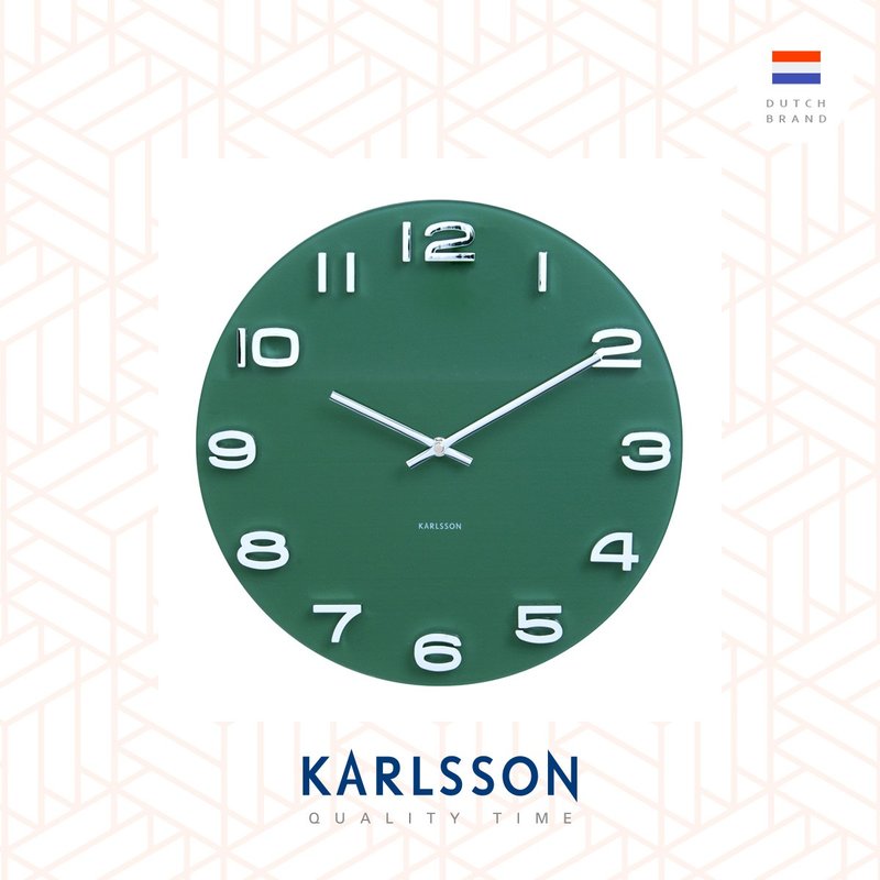 Karlsson, Wall clock Vintage jungle green round glass