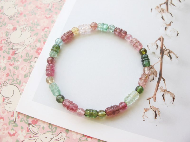 多色碧璽【並蒂蓮】【原件寄出】- 手創天然石系列 - 手鍊/手環 - 半寶石 多色