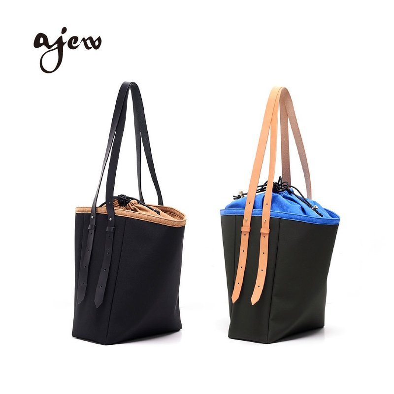 ajew tangent bag 真皮拼接多功能水桶包 - 側背包/斜背包 - 真皮 黑色