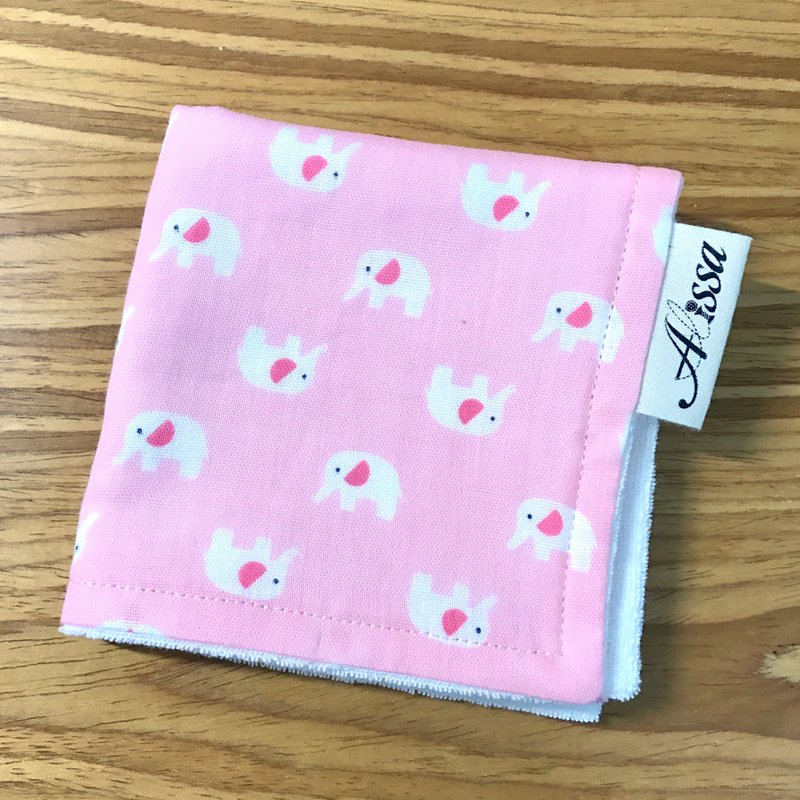 Pink elephant double cotton yarn towel cloth handkerchief