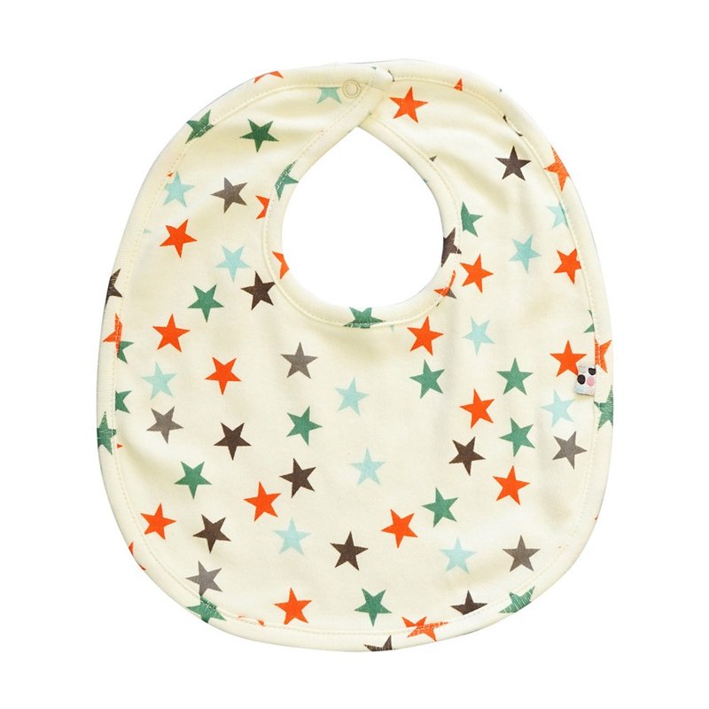 American Babysoy-Organic Cotton Star Bib M3_ Green Orange