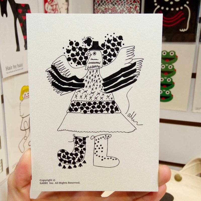 "Big Bird" Postcard Birthday Card Design Coloring Illustration Card This Card Universal Card Art Art Modern Lovers Love Special Interesting Strange Weird Cute Taiwan Yellow Fun Funny Eye-catching Tale of Art Sequins Dazzle Cool Not Famous Brand L