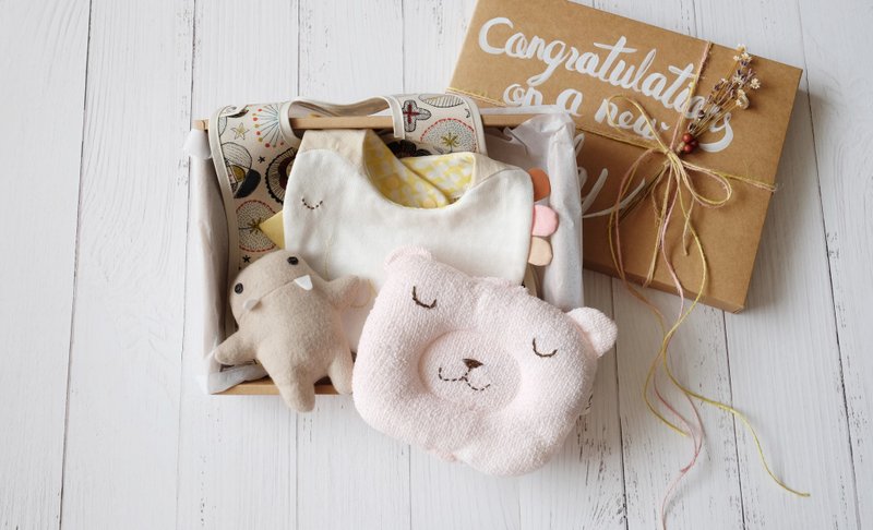 Mi Yue gift box, cute sleeping bird, bib, moon ceremony