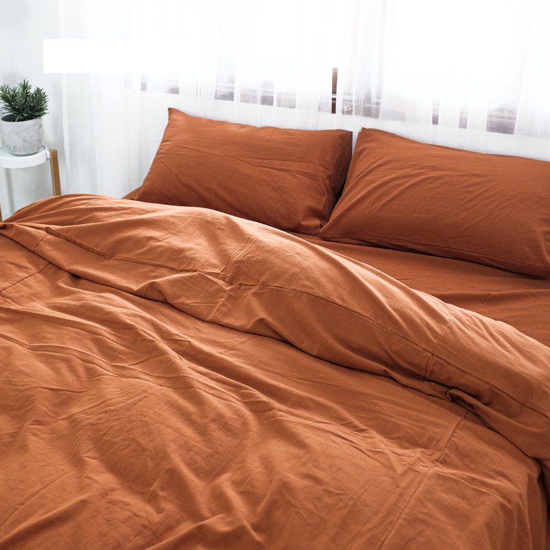 Cotton bedding set (fitted sheet + duvet cover + pillowcase) size 3.5 / 5 / 6 ft - 寢具/床包 - 棉.麻 多色
