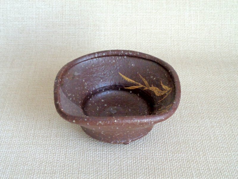 四方鉢 金銀彩草紋a - 碗 - 陶 咖啡色