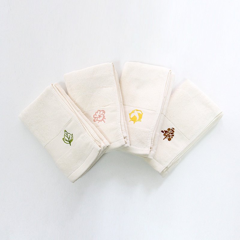 有機棉緹花刺繡毛巾-圖案隨機出貨 - 毛巾/浴巾 - 棉.麻 白色
