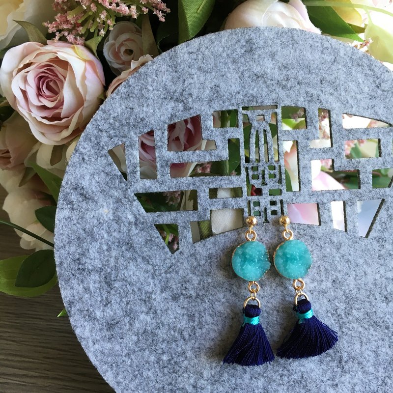 Crystallised Two-Tone Contrast Tassel Earrings