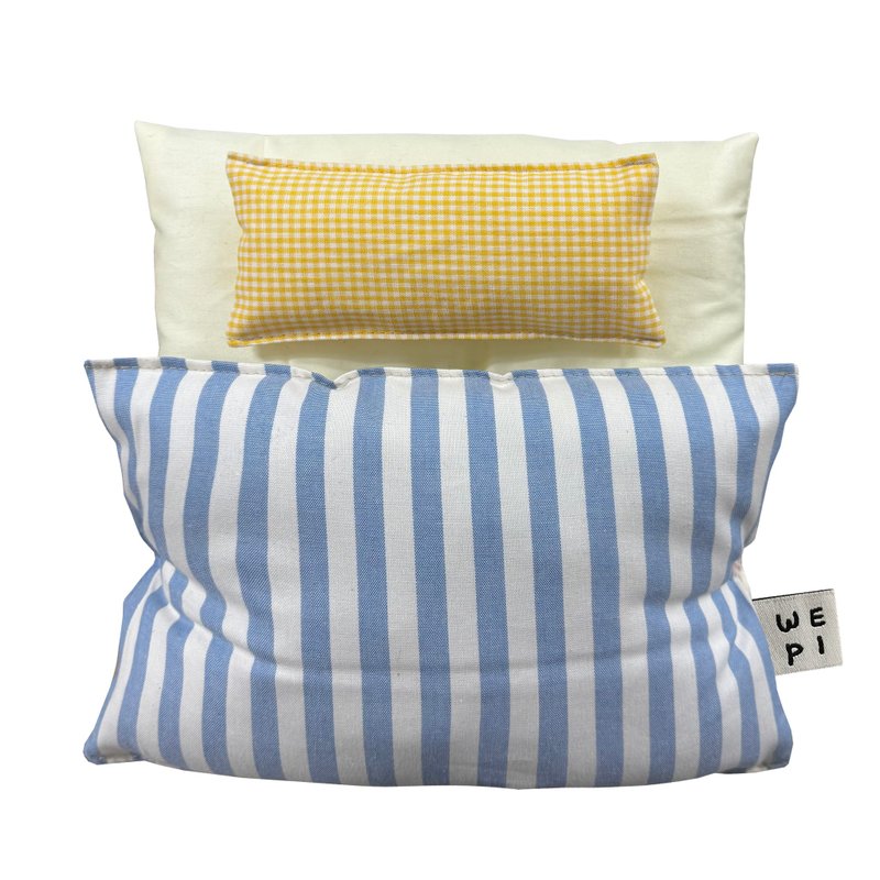 Blue&Yellow doll bedding /handmade mini present miniature cushion play - 公仔/玩偶 - 其他材質