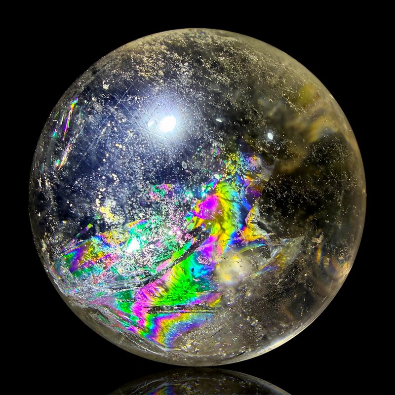 B07 超純淨意象彩虹光 茶水晶球 61mm 天然淺茶 無煙燻無輻射 - 擺飾/家飾品 - 水晶 多色