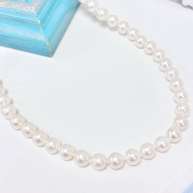 Edith & Jaz • 淡水珍珠純銀元寶扣頸鏈 - 頸鏈 - 珍珠 白色