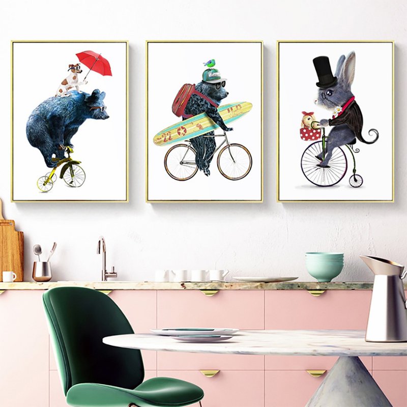 單車動物_掛畫_動物系列_台灣製造 兩個工作天快速出貨 - 海報/掛畫/掛布 - 棉.麻 藍色