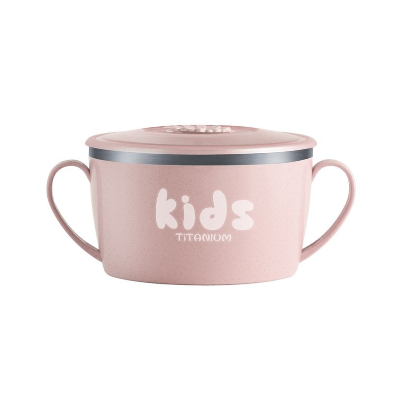 【純鈦微瑕商品】密封雙手柄碗-大-450ml-粉 - 寶寶/兒童餐具/餐盤 - 其他金屬 粉紅色