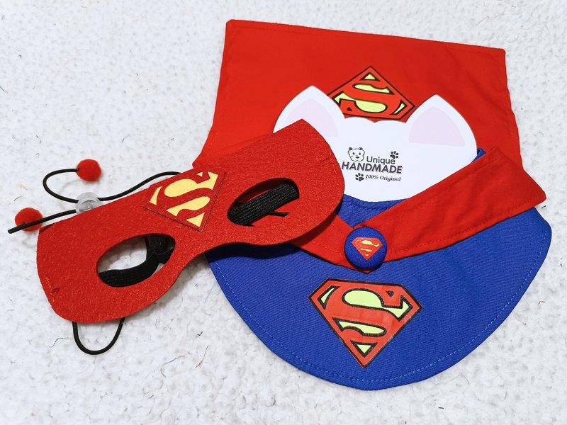 Superman 超人造型 寵物圍巾/頸飾 貓狗犬 圍巾 頸飾 - 寵物衣服 - 棉.麻 紅色
