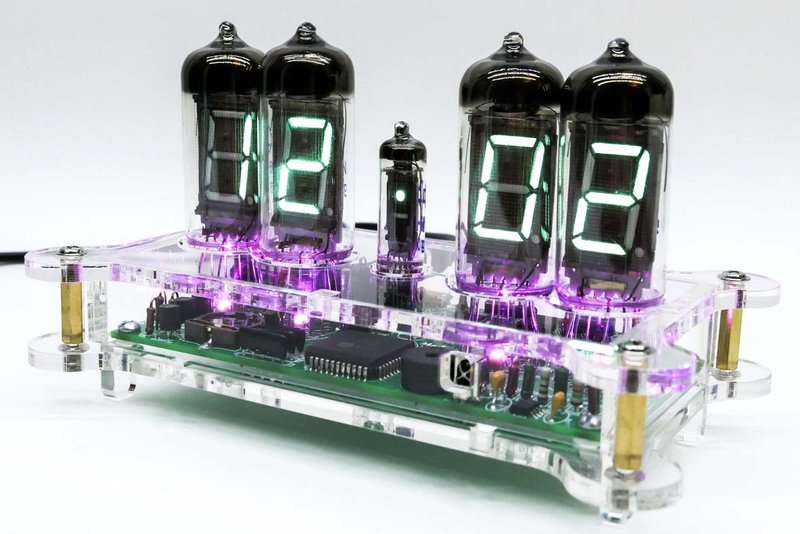 ELENA Desk Clock IV11 or IV12 VFD Tubes + Clear case + Remote + RGB