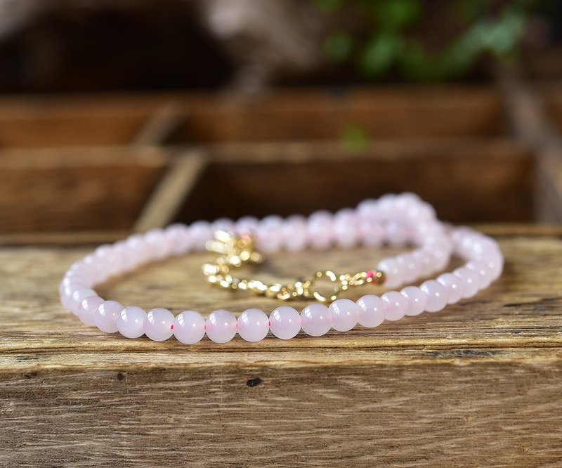 極品天然和田玉藕粉項鏈 珠徑5.9MM 顏色粉嫩 上身簡單大方 - 項鍊 - 玉石