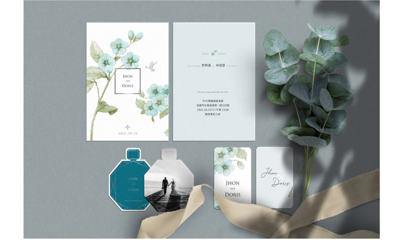 客製婚卡服務-W&W婚卡盛宴-設計花園訂製款-風格A喜帖套裝 - 喜帖 - 紙