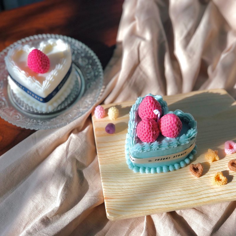 奶油草莓蛋糕香氛蠟燭 復古奶油擠花蛋糕蠟燭 生日蛋糕香氛蠟燭 - 香氛蠟燭/燭台 - 蠟