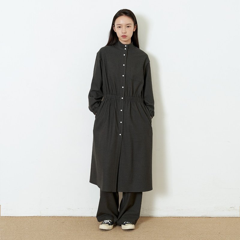 舒適輕質毛呢料秋冬長版風衣 風衣外套 長裙  兩種穿法 D210602 - 洋裝/連身裙 - 羊毛