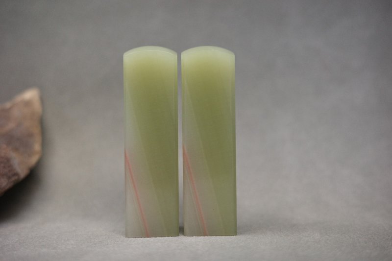 【好石多磨】A級青玉石_玉石印章_夫妻結婚對章_方章 - 印章/印台 - 玉石 綠色