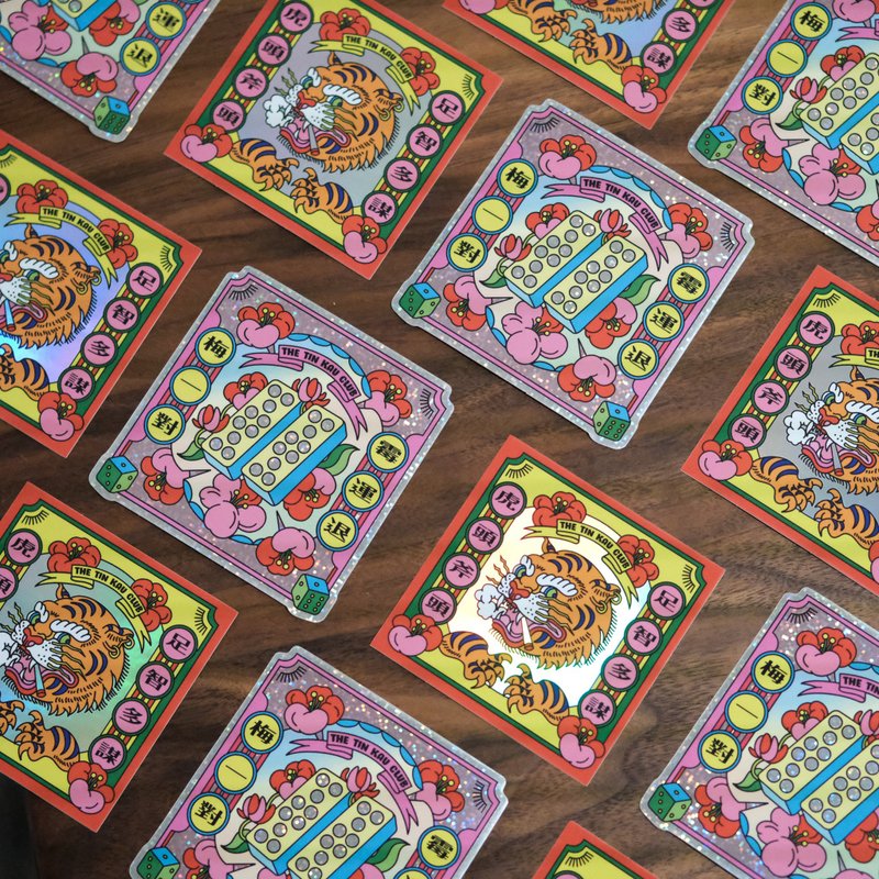 【迷你揮春貼紙包】一包兩張 掌心尺寸 原創插圖美國製高品質貼紙 - 貼紙 - 紙 粉紅色