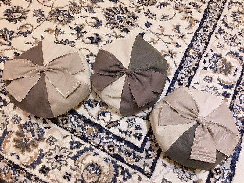 Gray splicing bow pumpkin hat