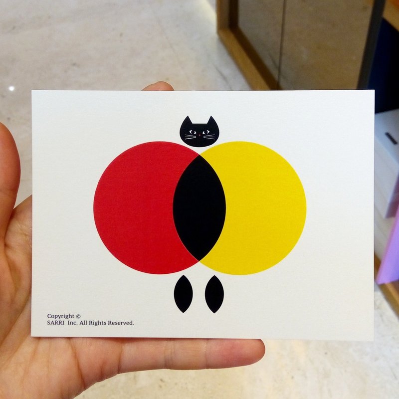 "Red and yellow cat" (can make A3 size poster) birthday card design coloring illustration picture book card universal card art and art modern lover love special interesting weird special weird lovely taiwan yellow fun funny eye-catching tide art