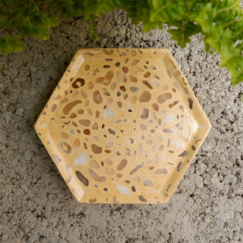 Terrazzo ‧ grindstone plan ‧ grindstone set / coaster - hexagon (yellow) │ Good Form