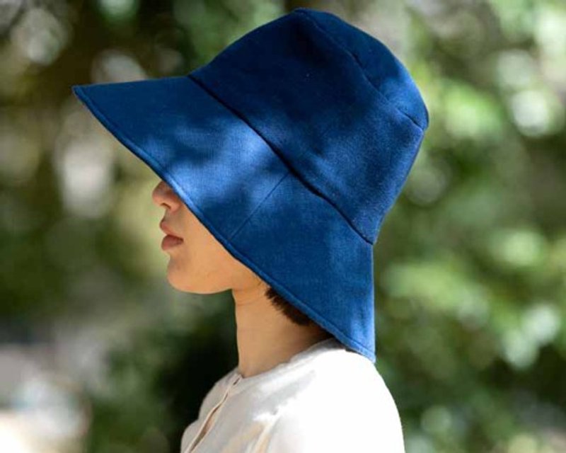 Organiccotton 日よけ帽子(藍染ガーゼ) - 帽子 - 棉.麻