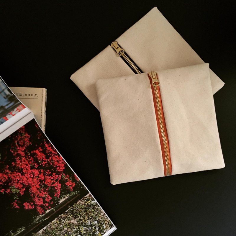 Handmade Canvas Makeup Pouch / Pencil Case ( Black )