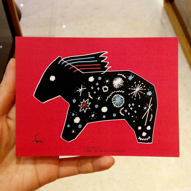 "Horse to Success" (Can make A3 size poster) Birthday Card Design Coloring Illustration Photo Album Card Universal Card Art Art Modern Lovers Love Special Interesting Weird Features Weird Cute Taiwan Yellow Fun Funny Eye-catching Tide Art Glitter