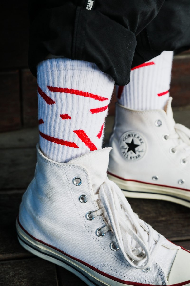 .67ARROW ROLLING_EYEZ SOCKS 白色 中筒襪 長襪 - 其他 - 棉.麻 白色