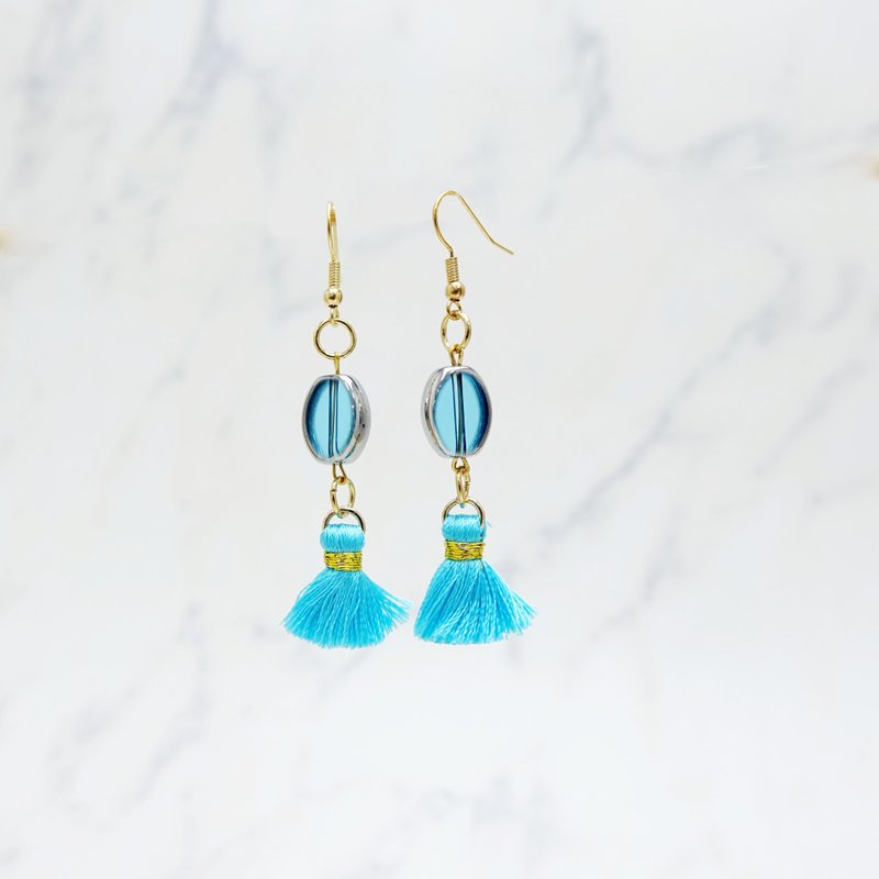 Blue water flower earrings
