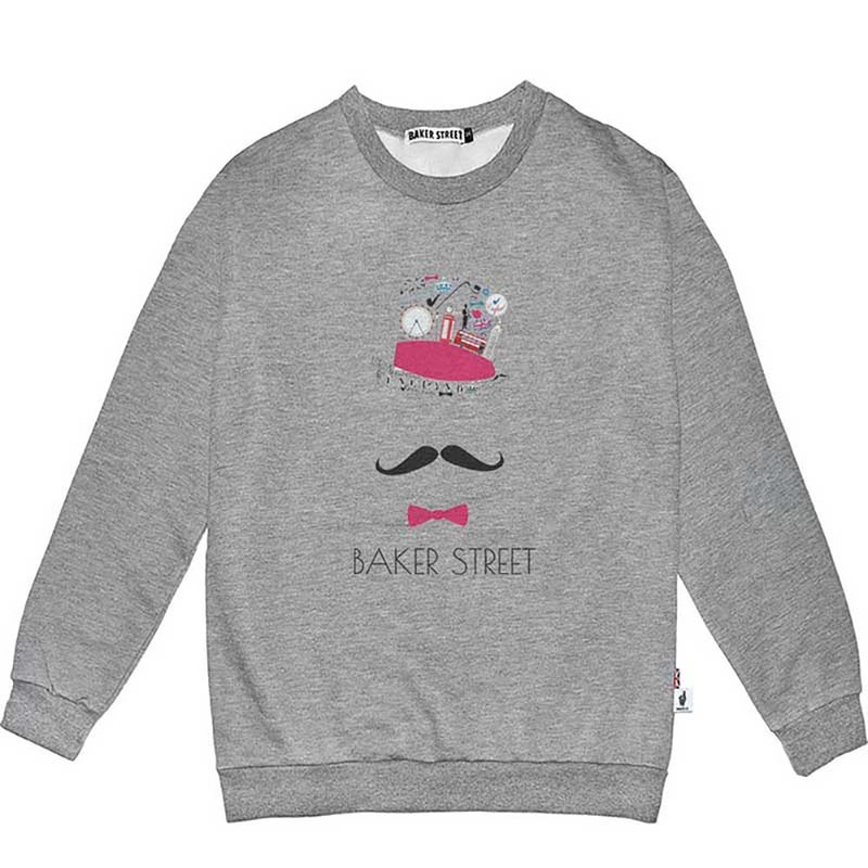 British Fashion Brand -Baker Street- Handlebar Moustache Sweatshirt