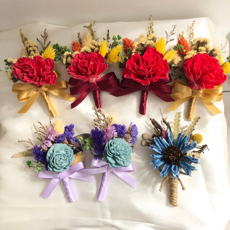 Customized wine red boutonniere
