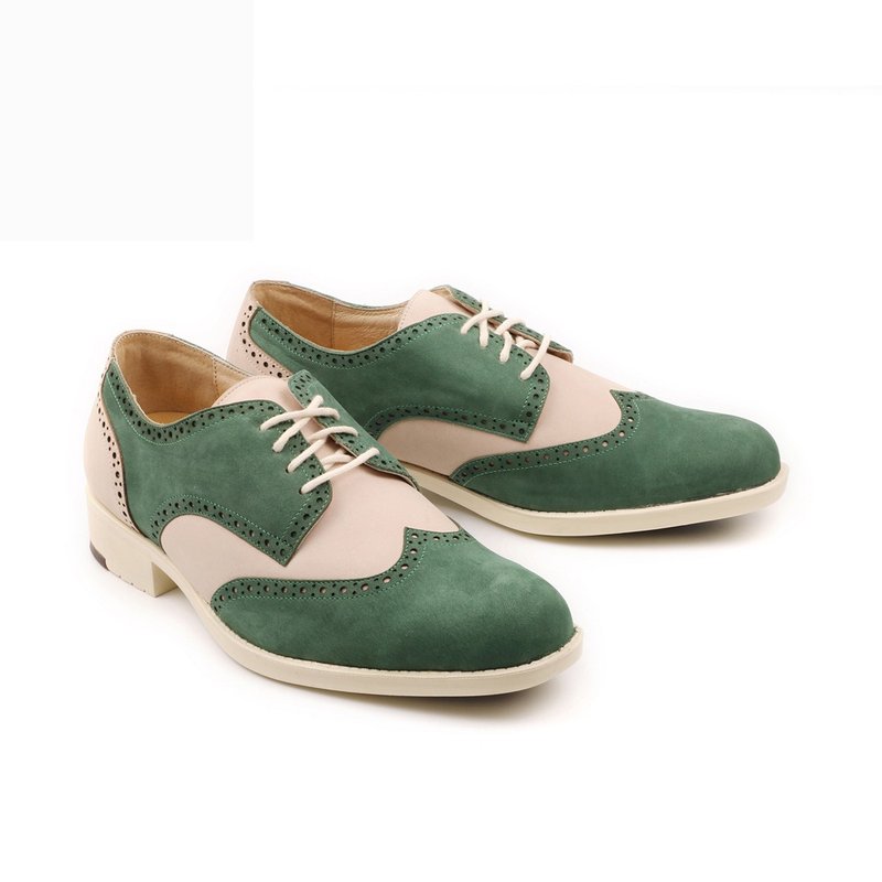 MIT 【時尚翼紋輕量紳仕皮鞋-綠】紳士鞋 德比鞋  設計款皮鞋 - 男皮鞋 - 真皮 綠色