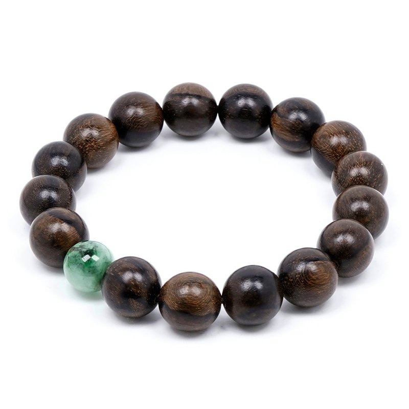 【正佳珠寶】翡翠 印尼 達拉干沉香木 12mm 天然A貨翡翠 翡翠手鍊 - 手鍊/手環 - 半寶石 多色