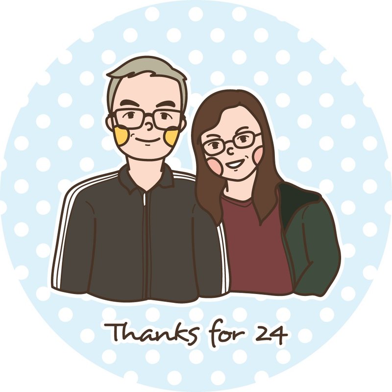 似顏繪 客製圓臉頭像 半身照 電子檔 - 電子似顏繪/繪畫/插畫 - 其他材質