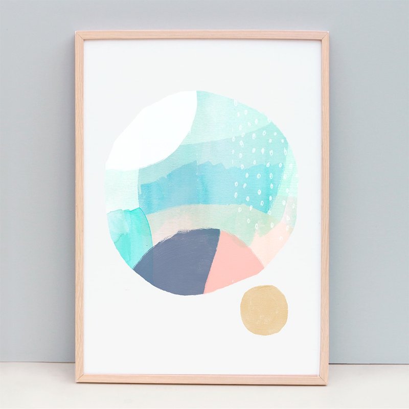 Watercolour fine art print soft pastel colours round circle (Unframed)