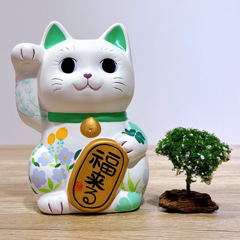 【野趣招財】日本谷中堂招財貓 | 野の花 - 擺飾/家飾品 - 瓷 白色
