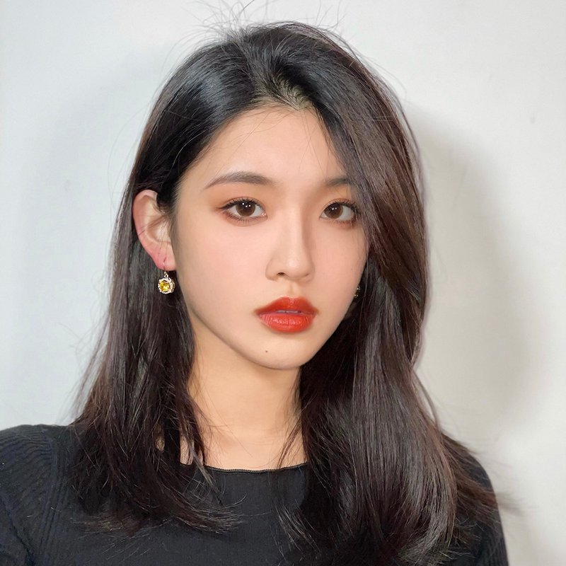 Hi Onion原創羅德角的星 小眾黃耳環無耳洞耳掛耳夾復古精緻優雅 - 耳環/耳夾/耳骨夾 - 其他材質 橘色